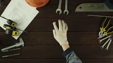 Top down view. Choosing a tool Stock Footage 80051805