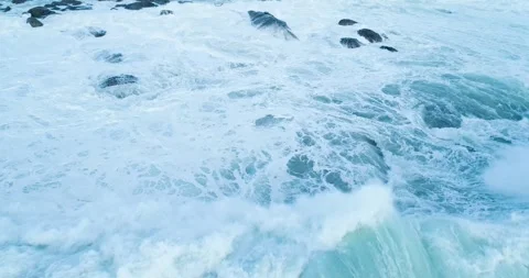 Top Down View of Churning Sea Foam The Concept of Chaos 스톡 동영상 323000803