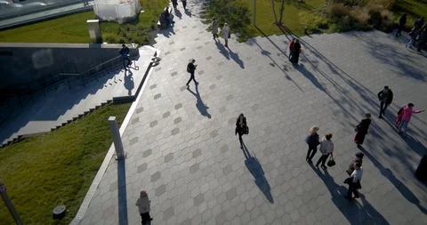 Top down view city workers on their commute from the office at the end of the Stock Footage 96587079