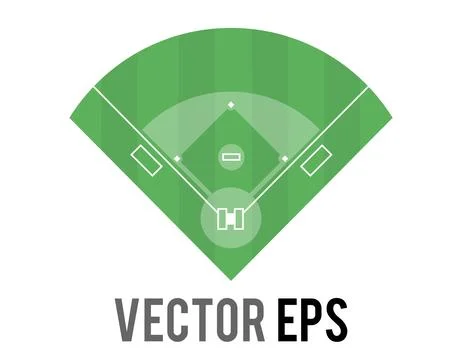 Top down view of a clean, minimalist baseball field with green grass and wh.. Stock Illustration