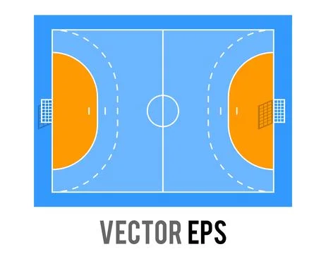 Top down view of a clean, minimalist handball court with bright blue surface Stock Illustration