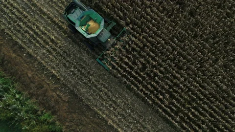 Top Down View of a Combine Harvester in ... | Stock Video | Pond5