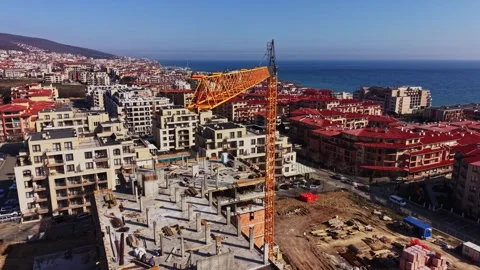 Top down view of complex rebar grid and workers Stock Footage 338220886