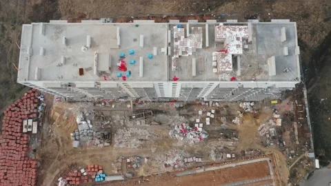 Top-down view of the construction site of a residential building in the city. Stock-Footage 168325167