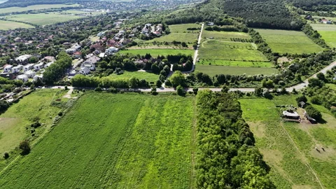 Top Down View of countryside road with cars. Stock Footage 310475574