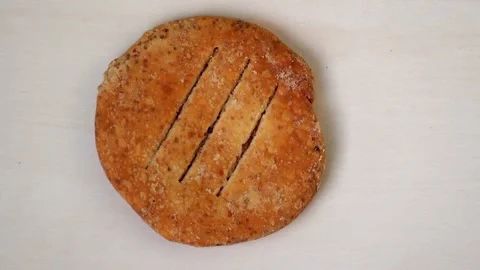 Top-down view of crispy, crunchy, golden-brown Bakarkhani. Stock Footage 317867814