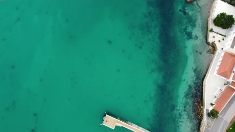 Top Down View of Cristal clear Blue Waters in Portinho da Arrábida Stock Footage 145701975