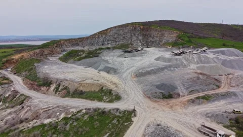 Top down view of crushing machinery in stone quarry 動画素材 338222484