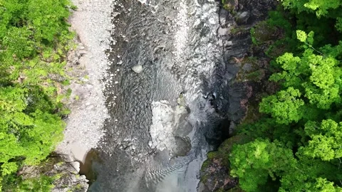 Top Down View | Crystal Clear River | Rocks | Nature - 4K Aerial Video Stock Footage 328710050