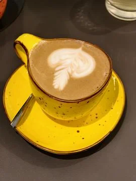 Top-down view of a cup of cafe latte Stock Photos