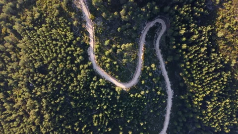 Top down view of curvy mountain road Stock Footage 258324582