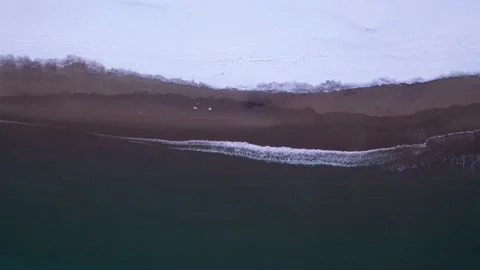 Top down view of dark waves of Barents sea Video stock 230010285