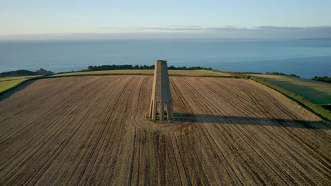 Top Down View of The Daymark from a drone, Kingswear, Devon, England Video stock 161483934