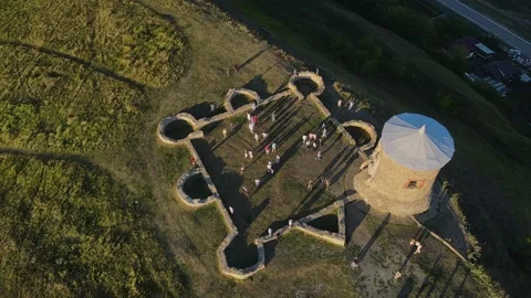 Top-down view of Devil's Fortress ruins in Yelabuga, Russia Stock Footage 304830881