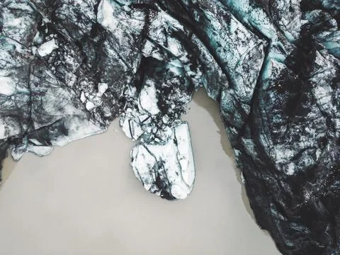 Top down view of dirt covered glacier in Iceland Stock Photos