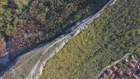 Top down view from a drone on a Ovech Fortress in Provadia, Bulgaria Stock Footage 290782990