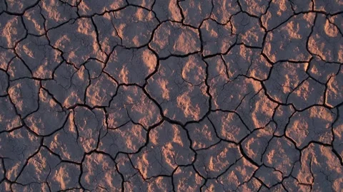 Top Down View of Dry Desert Land, Cracked Soil Patterns After Drought Stock Footage 273671280