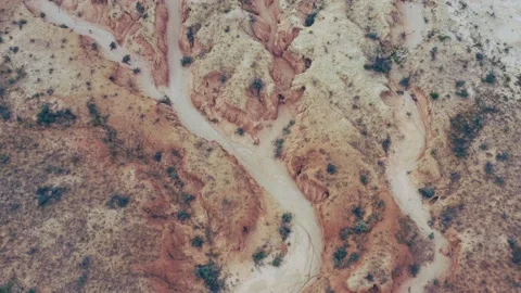Top down view of dry lakebed in Lake Mungo national park of Australia 4k. Vidéo 168542872
