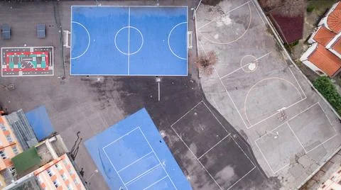 Top down view of empty school yard Foto stock