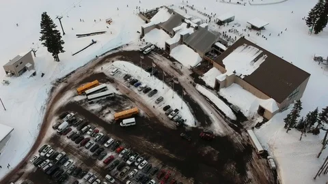 Top down view of entrance to ski resort. Stock Footage 100692277