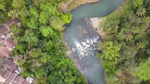 Top down view on exotic winding river flows Stock Footage 251695705