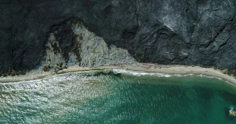 Top down view of extinguished fire along the coast 스톡 동영상 128294745
