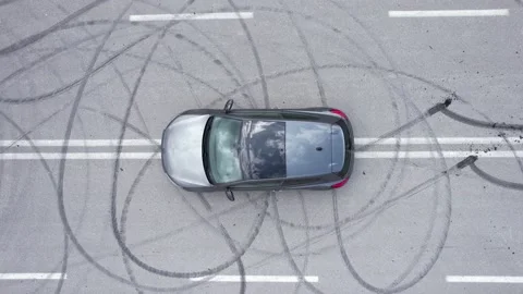 Top down view of fast car on a highway Video stock 205486154