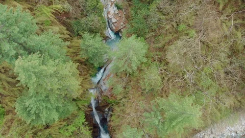 Top Down view of Fast Moving River with waterfalls and Rapids Stock Footage 116262115