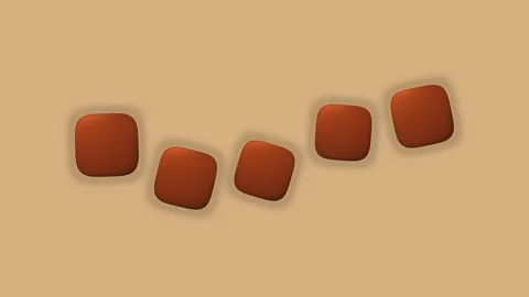 A top down view of five smooth red rounded square shapes arranged in an une.. Stock Footage 347464907