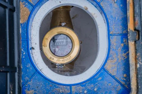 Top down view of flow meter gauge Stock Photos