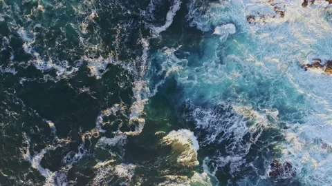 Top Down View Of Foamy Aqua Ocean Waves | Stock Video | Pond5