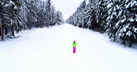 Top down view of the forest in winter. Winter landscape in the forest. Flying Stock Footage 85706849