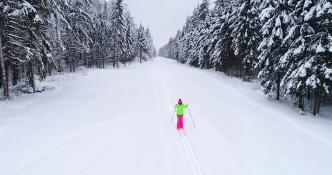 Top down view of the forest in winter. Winter landscape in the forest. Flying Stock Footage 85706917