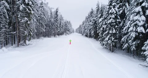 Top down view of the forest in winter. Winter landscape in the forest. Flying Video stock 85722744