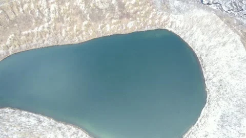 Top Down View Of Forested Lake Shoreline in Arxan, China Stock Footage 344036170