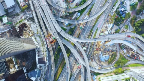 Top down view of freeway intersection br... | Stock Video | Pond5