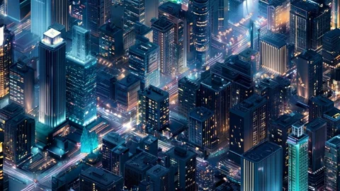 Top-down view of a futuristic megacity made from microchips and circuits Stock Footage 315960607