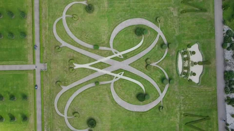 Top Down view of garden in Floors Castle from drone, Roxburghshire, Scotland Stock-Footage 317123307