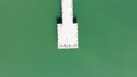 Top down view at Gdynia Pier in Orlowo. Summer holidays concept. Stock Footage 246996799