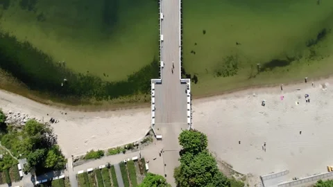 Top down view at Gdynia Pier in Orlowo. Summer holidays concept. Stock Footage 246996846