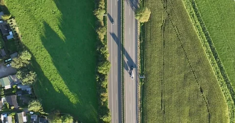 Top down view on the German autobahn, public highway. Stock Footage 252935818