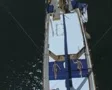 Top down view of gulet with women sunbathing on deck SD Footage