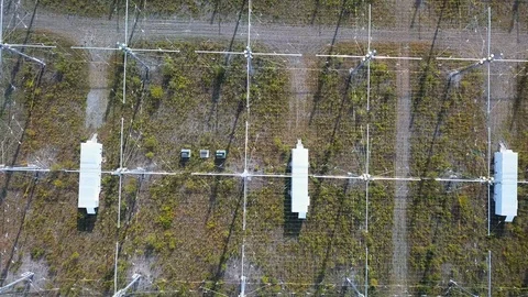 Top down view of HARRP Aurora research Antenna at controversial facility Stock Footage 115486036