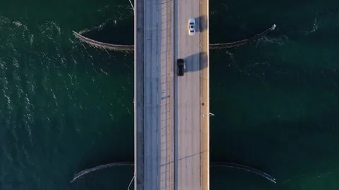 Top Down View of Haulover Inlet Bridge in Miami - Drone Video of Bridge 4K Stock Footage 243312748