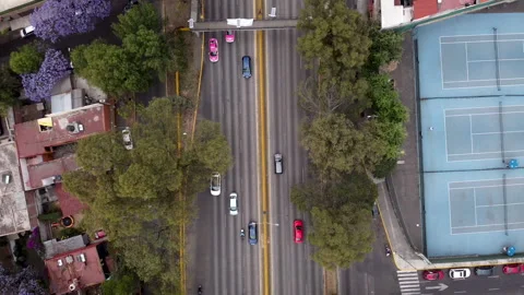 Top down view of a highway in Mexico City Stock Footage 152349578