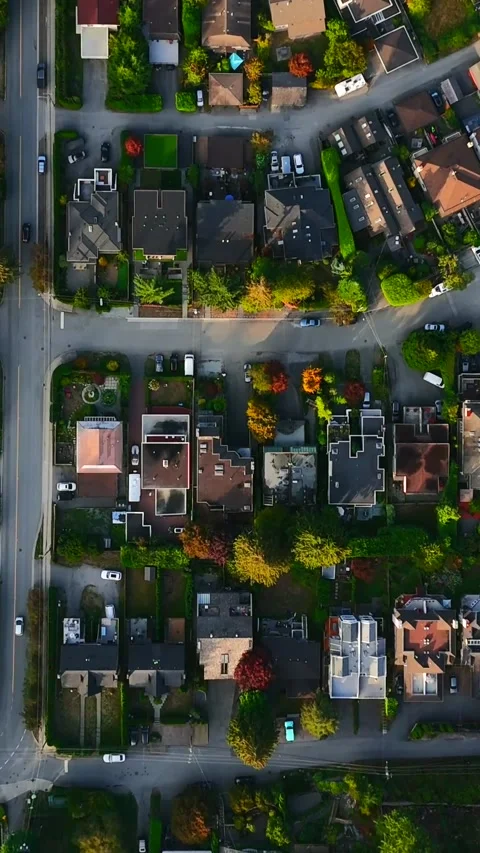 Top down view on Horseshoe Bay, houses, nature and car queue on the ferry Stock Footage 314837456