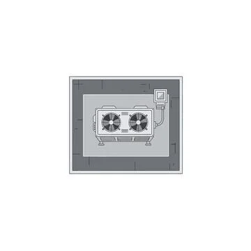 Top down view industrial ventilation cooling fan system Stock-Illustration