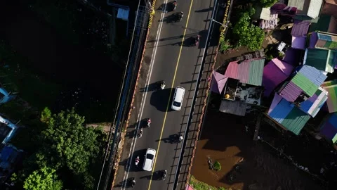 Top down view of Kampung Warna-Warni Malang, East Java, Indonesia Stock Footage 318473065