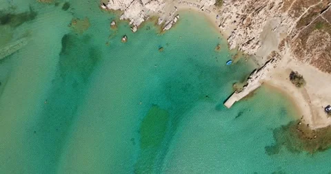 Top-Down View of Kolymbithres Beach, Paros, Greece Stock Footage 291729448