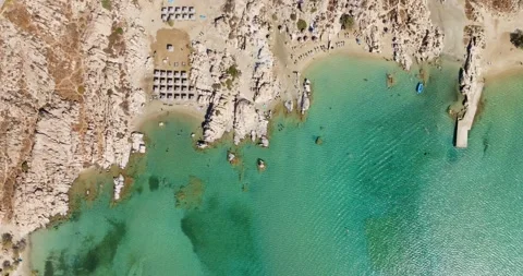 Top-Down View of Kolymbithres Beach, Paros, Greece Video stock 291729599